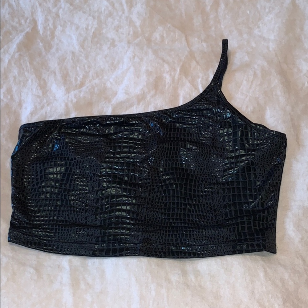 Black snakeskin One strap Crop top